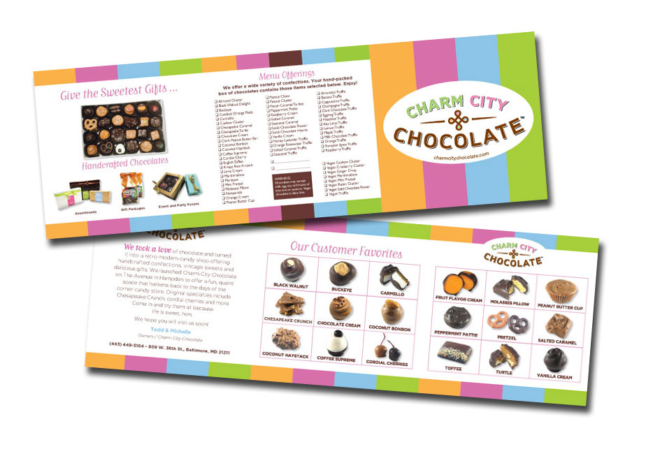 New Mexico Creative - Charm City Chocolate brochure design